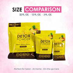 Esha Braid N Slay Detox Powder scoop shows at-home mixing for gentle cleansing.
