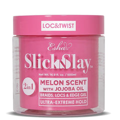 Esha Slick N Slay braiding gel bottle showing ultra hold and shine