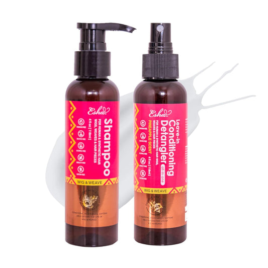 Esha Wig Revival Kit shampoo bottle for deep-cleaning synthetic and human wigs.