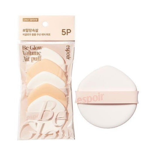 Espoir Be Glow Air Puff 5pc soft sponge for precise blending and even coverage.