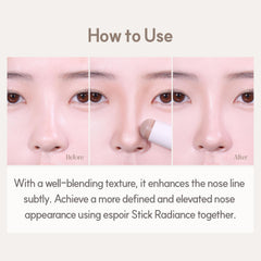 Espoir Be Glow shading stick contour natural look enhances daily makeup with subtle shading.