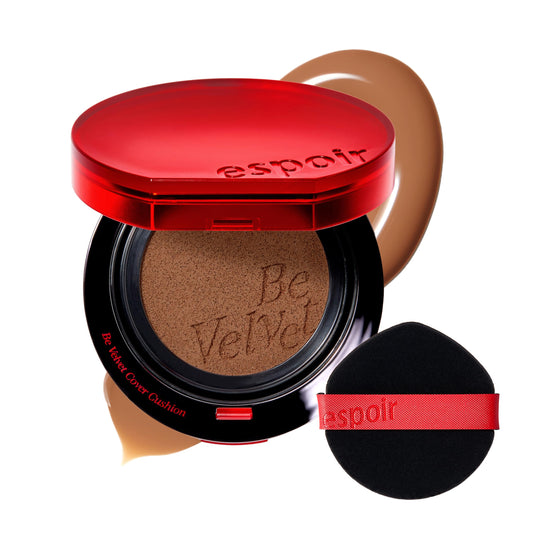 Espoir Be Velvet Cushion Foundation Deep Maple bottle demonstrates long-lasting color without oxidation