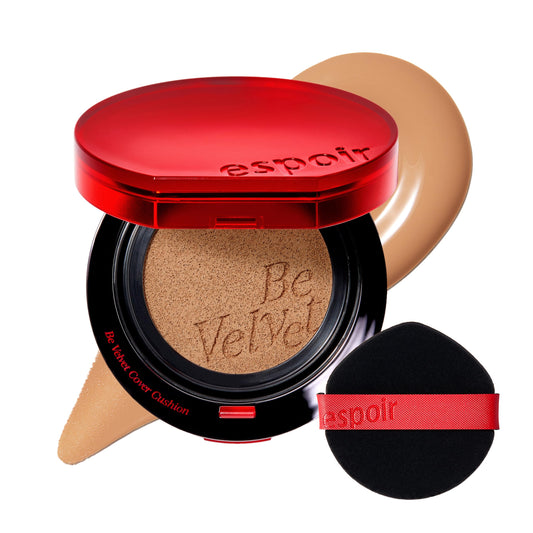 Espoir Be Velvet Cushion Foundation Toffee compact showing velvety finish for natural skin