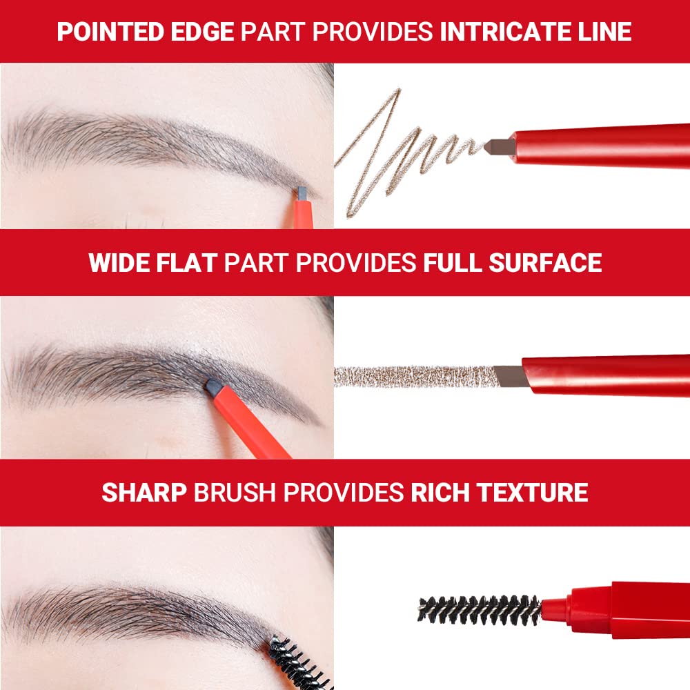 Espoir Brow Balance Pencil #4 Ash Brown rich-texture for natural look.