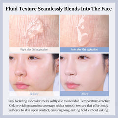 Espoir Easy Blending Concealer high-coverage formula hides redness and blemishes effectively.