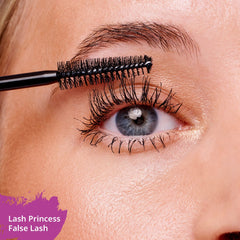essence Lash Princess wand applying mascara to lashes for length