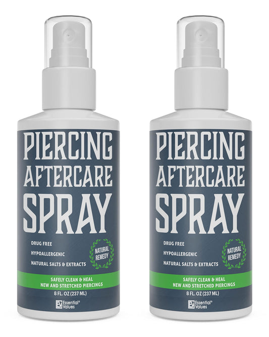 Essential Values two-pack piercing spray bottles for convenient at-home aftercare