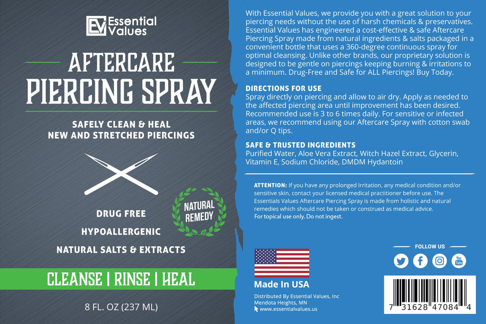 Suitable for oral, body, and ear piercings during healing