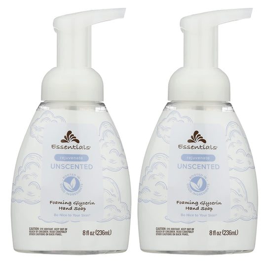 Essentials foaming glycerin hand soap unscented bottle front view moisturizes skin gently