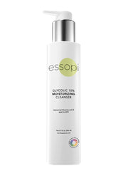 essopi Glycolic 10% Cleanser ingredients label highlights active exfoliant and moisturizing actions