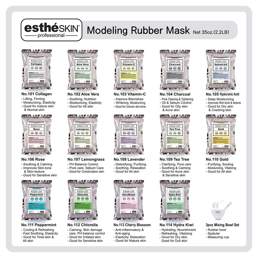 estheSKIN No.101 collagen peel mask complete setting shows the mask in place for firming
