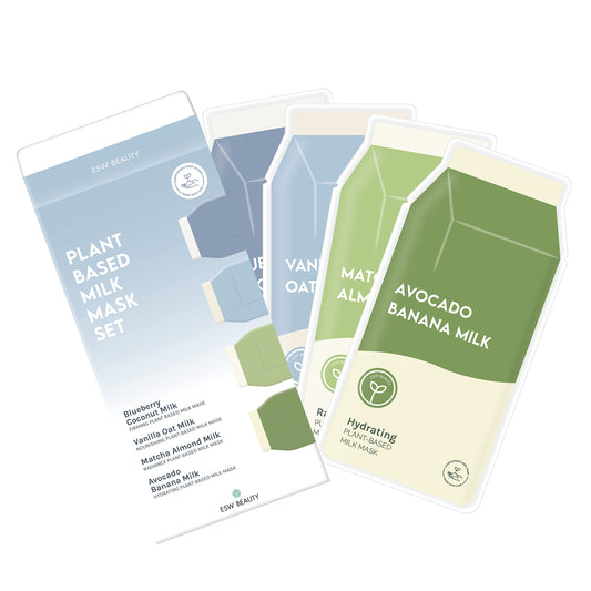 ESW Beauty Milk Face Mask packaging showcases vegan, hydrating formula for all skin types.