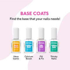 Hands on a vanity with Eternal Garlic Base Coat ready for use.