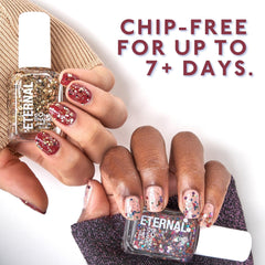 Eternal Glitter Nail Polish Set Cheers packaging shows USA-made quality and gift-ready presentation