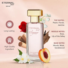 Eternal Love bottle cap close-up, premium design signaling refined fragrance quality.