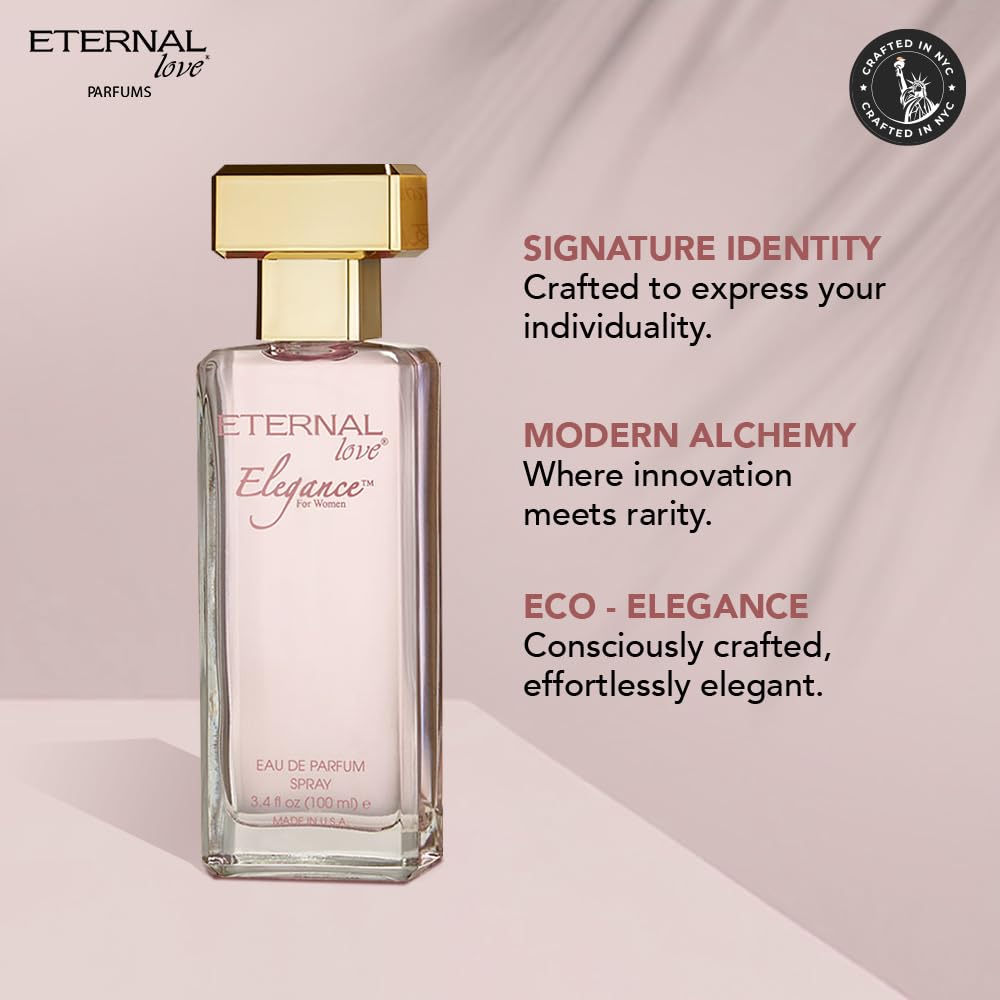 Eternal Love bottle label detail, premium ingredients reflected in clean, luxe design.