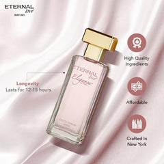 Eternal Love spray on wrist, peach opening hints a fresh summer mood.