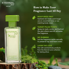 Hand holding Eternal Love X-Louis bottle ready for daily fragrance routine.