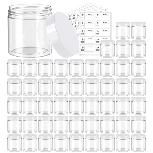 Eternal Moment 50-pack 4oz jars with white lids for versatile cosmetic storage.