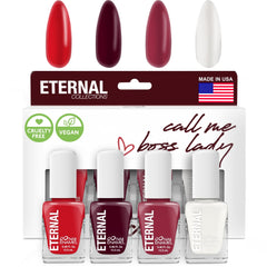 Eternal Call Me Boss Lady bottle shot highlighting quick-dry polish for at-home manicures.