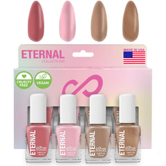 Eternal Nude Nail Polish Set rose gold bottle shows quick-dry formula for busy days