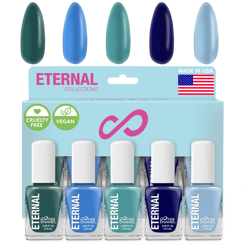 Eternal Ocean View blue bottle close-up for chic spring nails