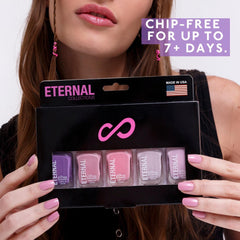 View of brush stroke on nail with fast-drying formula in action.