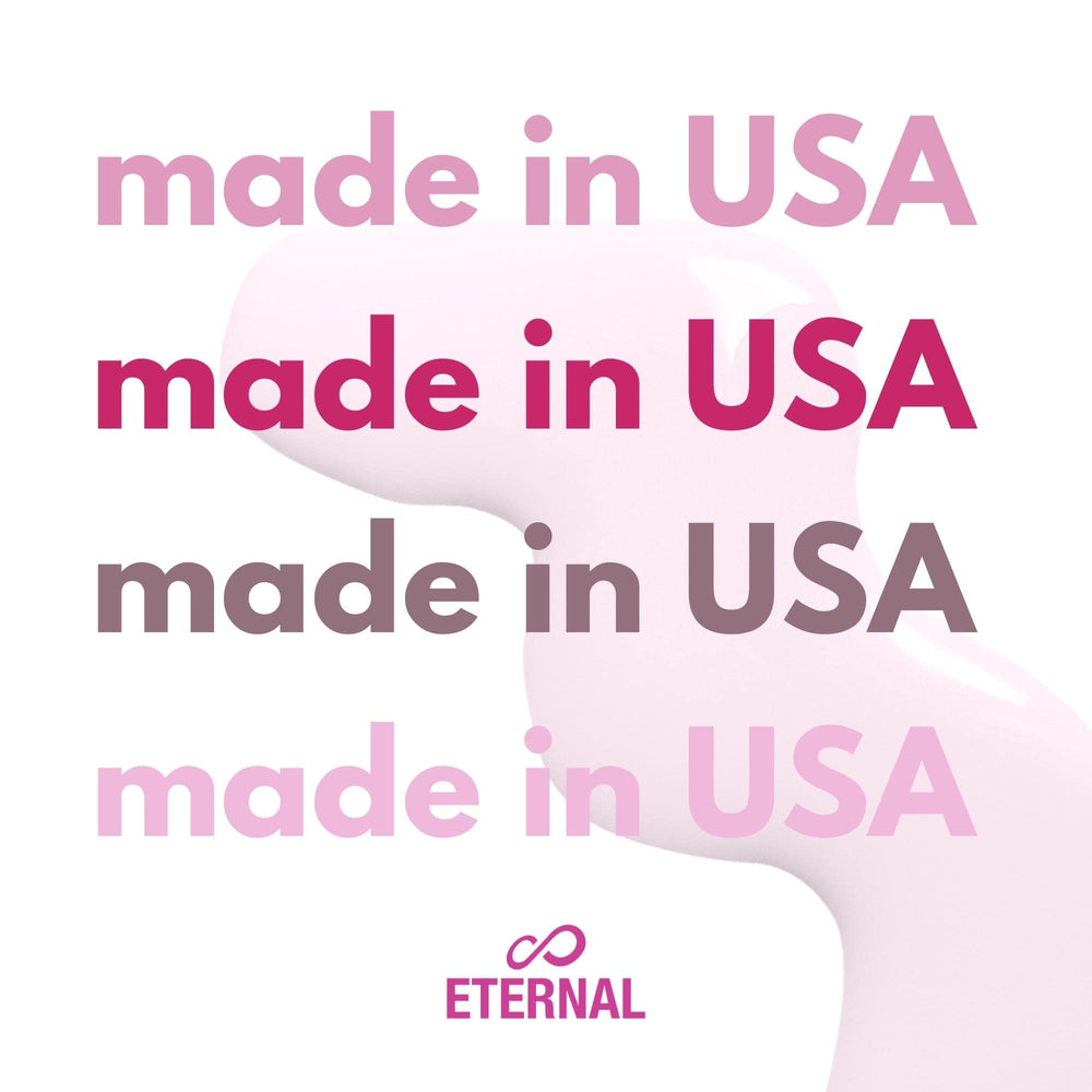 Eternal PINKY PROMISE pale pink bottle demonstrates quick-dry formula in action.