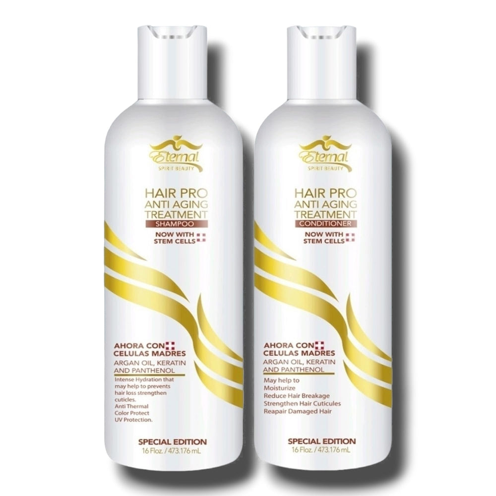 Eternal Spirit Hair Pro shampoo bottle showing nourishing formula for damaged hair