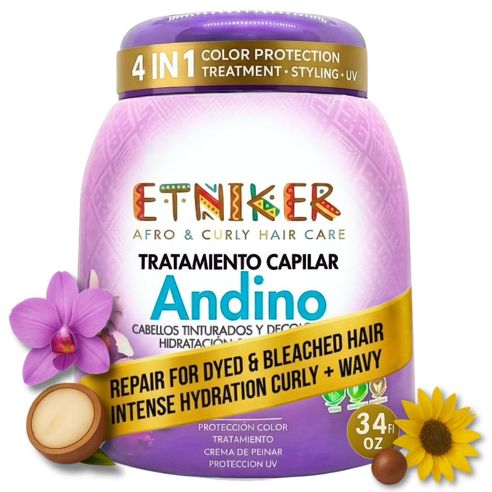 ETNIKER ANDINO curly hair mask hydrates curls for defined, frizz-free styling.