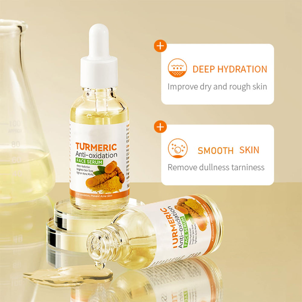 Etuanxi turmeric serum bottle highlights lightweight hydration and glow enhancement.