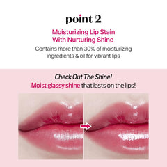 ETUDE Glow Fixing Tint 5 Mauvement long‑wear gloss with gradual glow on lips