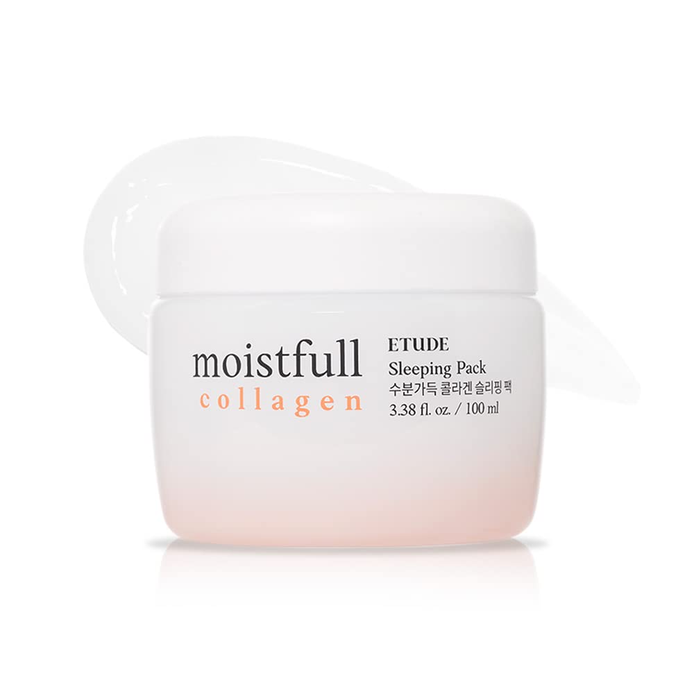 ETUDE Moistfull Collagen Sleeping Pack tub close-up showing rich hydration for overnight skin