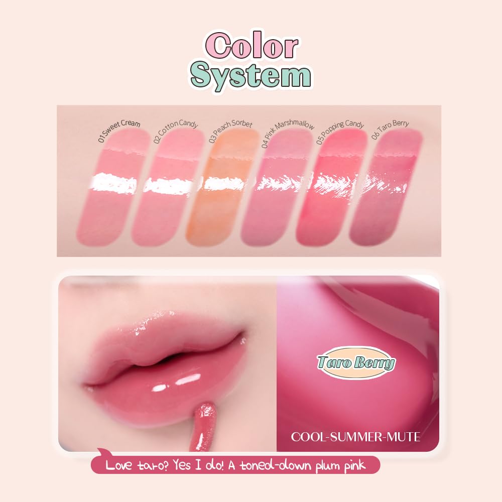 ETUDE gloss texture close-up shows high shine and smooth feel