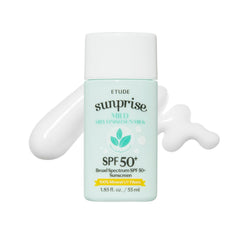 ETUDE Sunprise Mild Sun Milk bottle offering mineral-based sun protection.