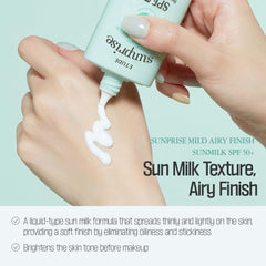 ETUDE Sunprise Mild Sun Milk SPF50 PA++++ mineral protection for daily use.