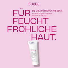 Texture close-up of EUBOS foot cream on skin.