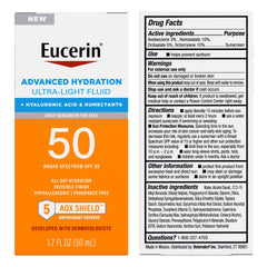 Bottle placed beside sunscreen ingredients graphic.