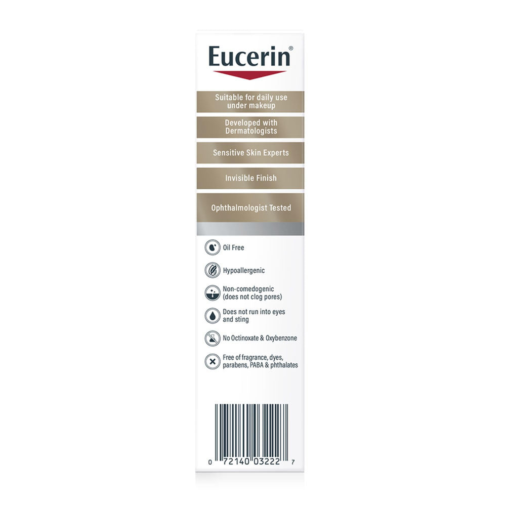 Eucerin SPF 50 facial sunscreen for daily makeup-ready wear.