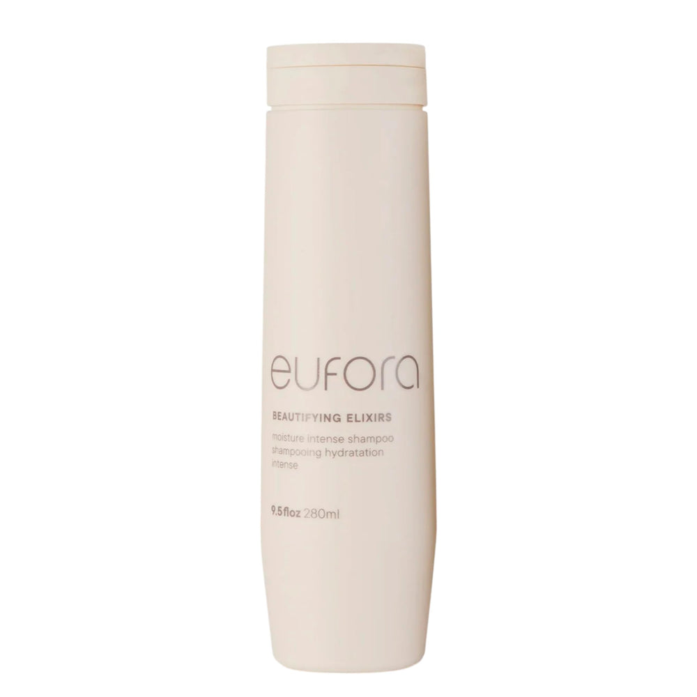 Eufora Beautifying Elixirs Moisture Intense Shampoo bottle for deep hydration and softness