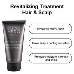 Eufora Hero Men Revitalizing Treatment being poured for even scalp distribution and refreshing feel