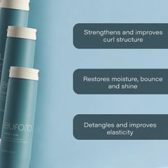 Eufora Perfect Curl conditioner on wavy curls, enhanced bounce.