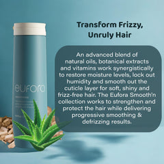 Creamy texture close-up of Eufora conditioner for smooth, shiny curls