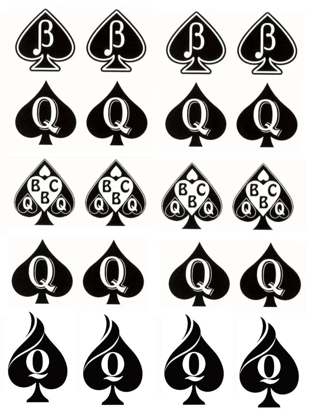 EUYF Queen of Spades tattoos on skin closeup showing design details