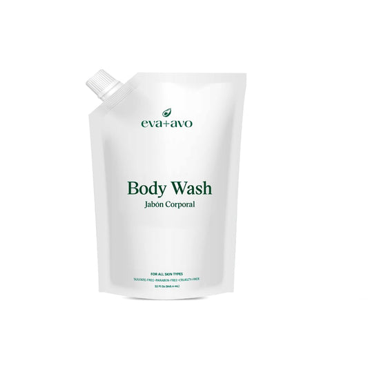 Eva + Avo Hydrating Body Wash bottle front, ideal for daily showers and long-lasting value