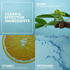 Eva Naturals eye-area closeup showing refreshing gel for under-eye care.