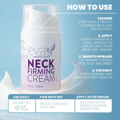 Closeup of Eva Naturals neck-firming cream texture indicating lightweight absorption.