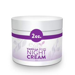 Eva Naturals Vanilla Bean Night Cream bottle for overnight hydration.