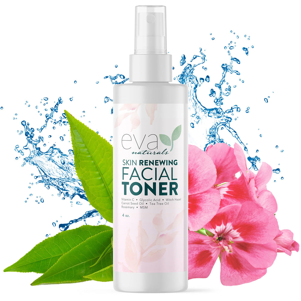 Eva Naturals Witch Hazel Toner bottle for refreshing hydration and balanced skin.