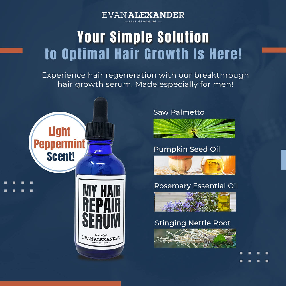 Evan Alexander Stinging nettle roots on packaging label promoting scalp vitality.
